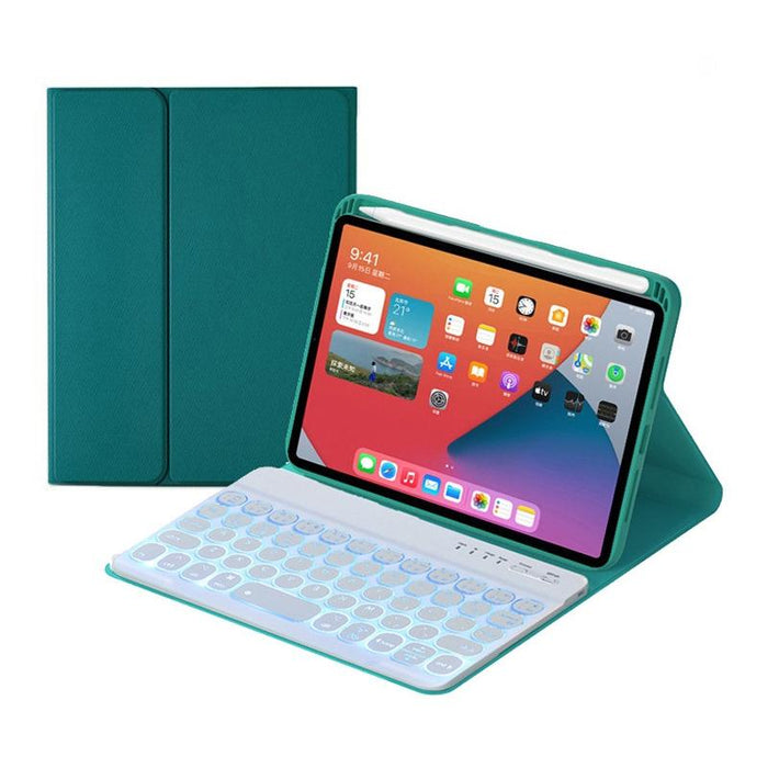 Round Keys Detachable Bluetooth Keyboard Leather Tablet Case With Colorful Backlight & Holder For Ipad Mini 6