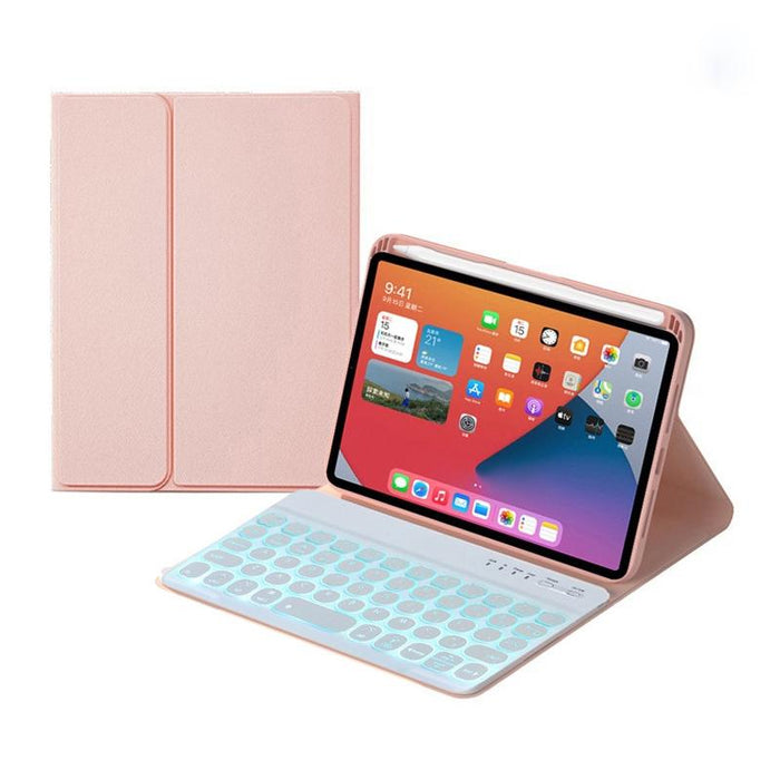 Round Keys Detachable Bluetooth Keyboard Leather Tablet Case With Colorful Backlight & Holder For Ipad Mini 6