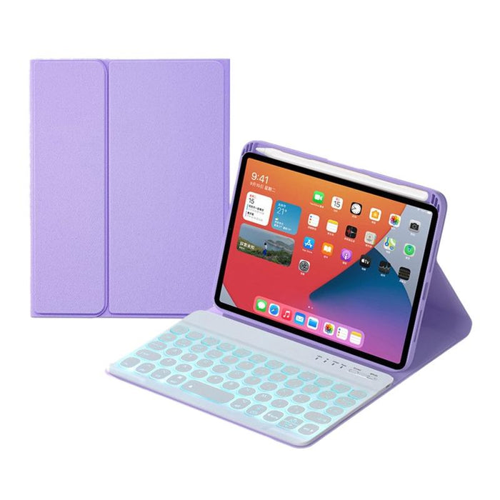 Round Keys Detachable Bluetooth Keyboard Leather Tablet Case With Colorful Backlight & Holder For Ipad Mini 6