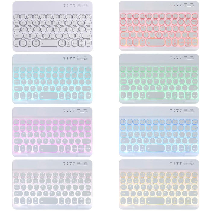 Round Keys Detachable Bluetooth Keyboard Leather Tablet Case With Colorful Backlight & Holder For Ipad Mini 6