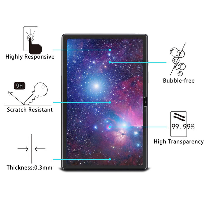 2Pcs 9H 2.5D Explosion-Proof Tempered Tablet Glass Film For Samsung Galaxy Tab A8 / X200 / X205 / Galaxy Tab A8 10.5 2021 / Chiwei Hipad X Pro 10.5 / Blackview Tab 15 / 15 Pro / Hotwav Tab R5 / Tab R6 Pro