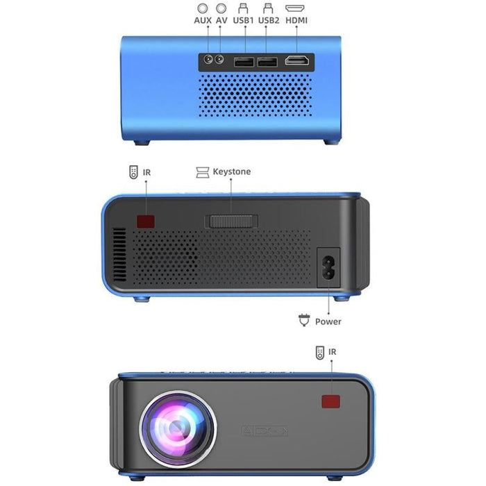 T4 Same Screen Version 1024X600 1200 Lumens Portable Home Theater Lcd Projector Blue