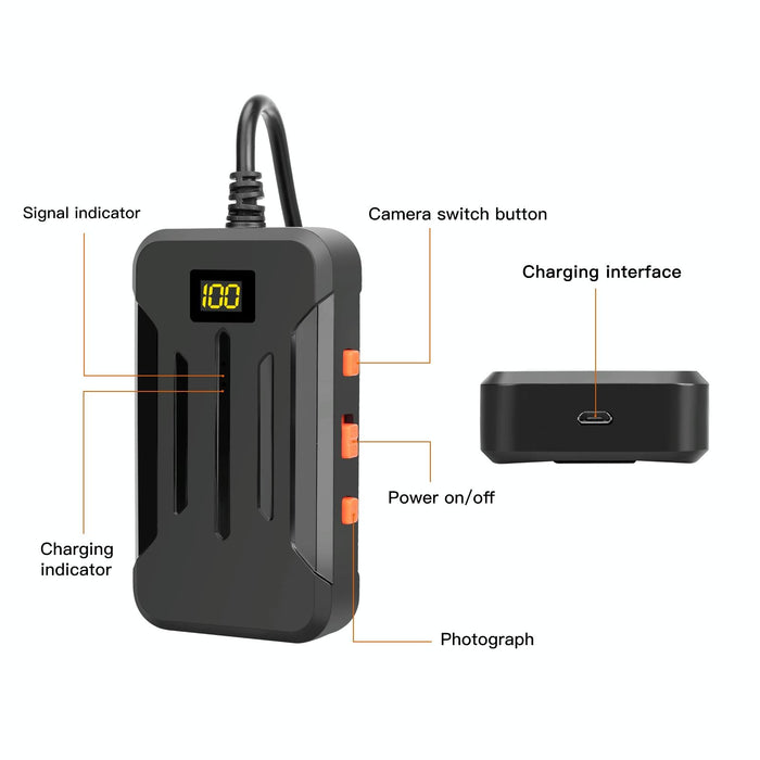 8Mm Ip68 Waterproof Hd Dual Cameras Digital Endoscope Length 10M Hard Cable Black