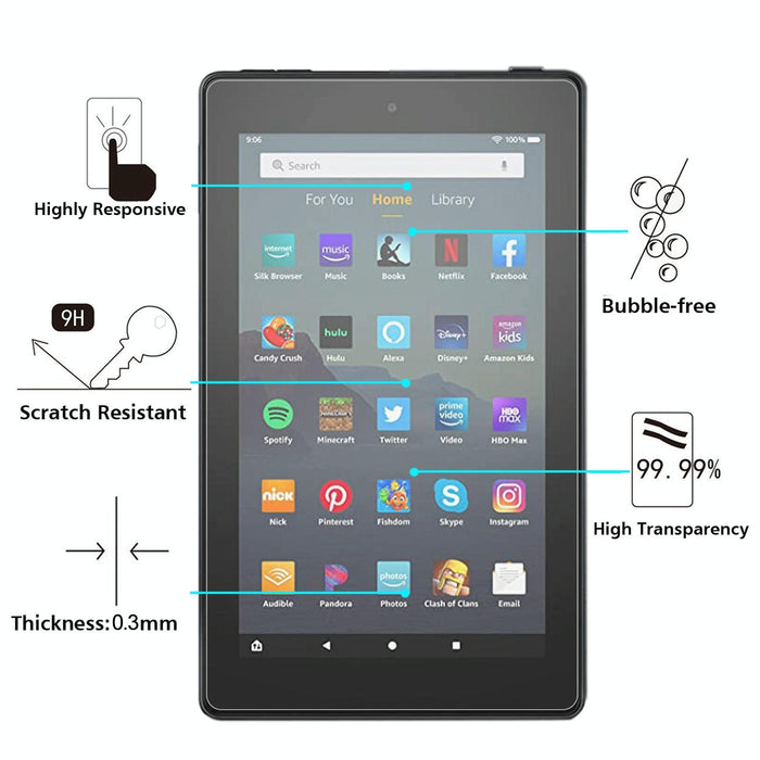 9H 2.5D Explosion-Proof Tempered Tablet Glass Film For Amazon Kindle Fire 7 2019