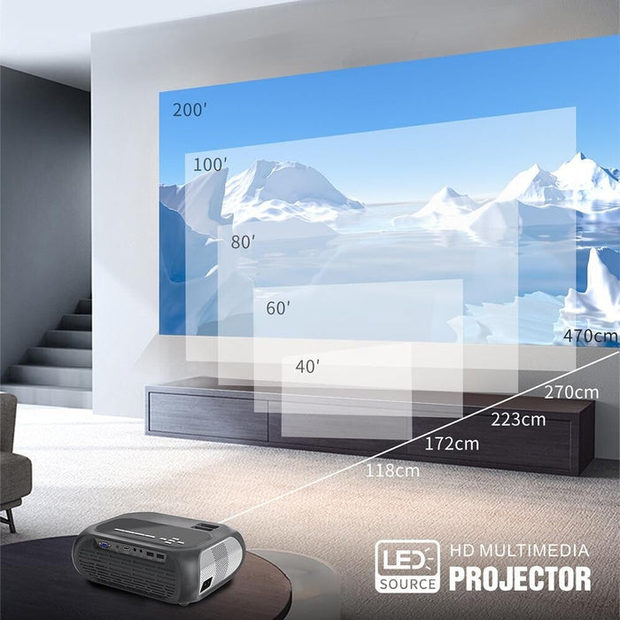 T7 1920X1080P 200 Ansi Lumens Portable Home Theater Led Hd Digital Projector Same Screen Version Black