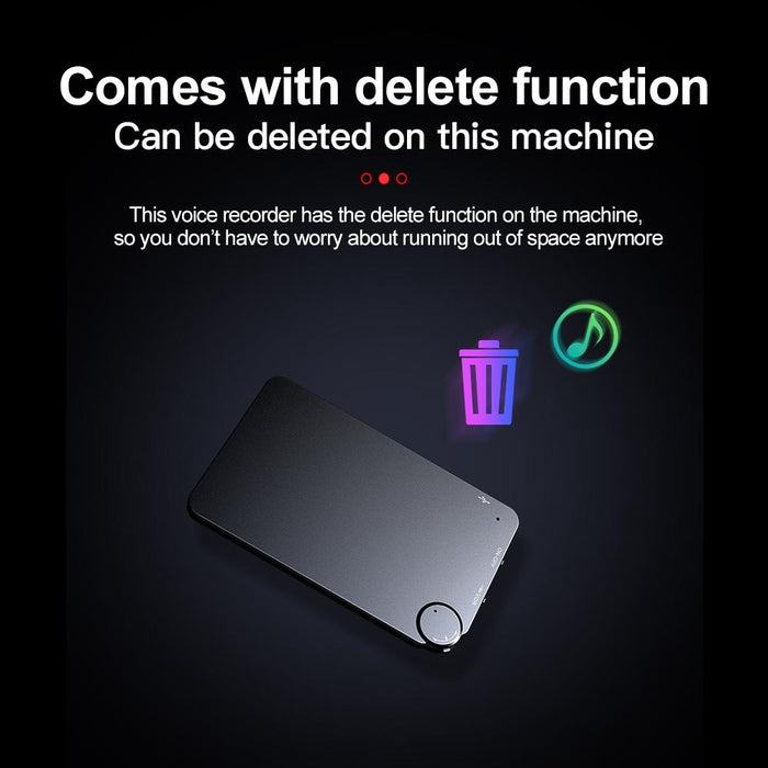 K2 Portable Ultra-Thin Card Voice Recorder Capacity 4Gb Black