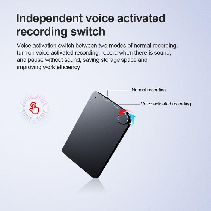 K2 Portable Ultra-Thin Card Voice Recorder Capacity 16Gb Black