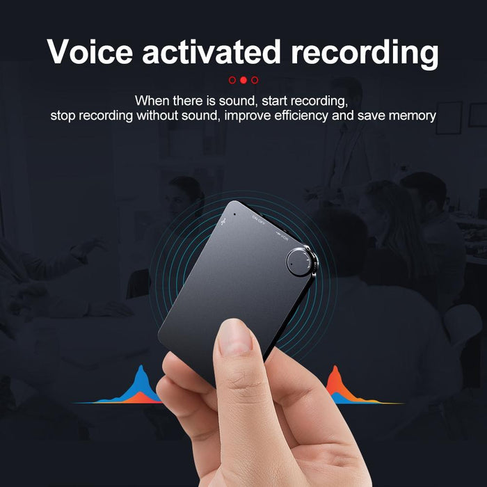 K2 Portable Ultra-Thin Card Voice Recorder Capacity 16Gb Black