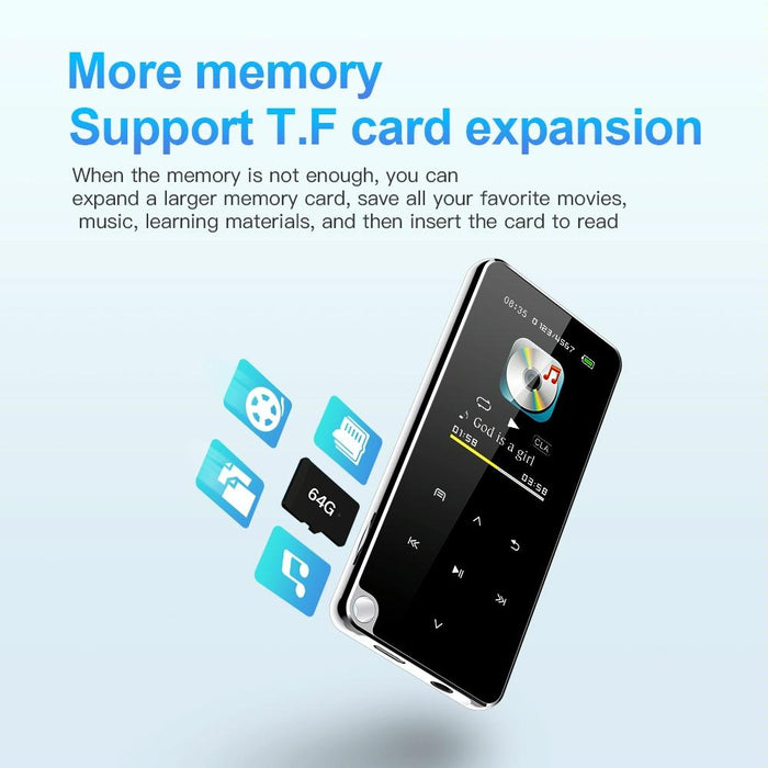 Portable Bluetooth Mp3 Player 16Gb Capacity Black