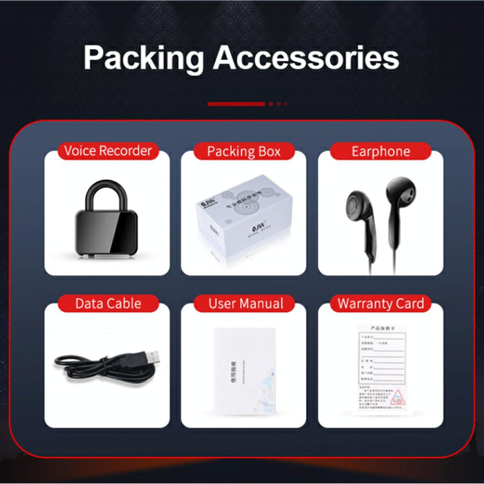 Intelligent Hd Noise Reduction Lock Voice Recorder Capacity 32Gb Black