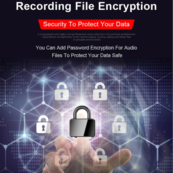 Intelligent Hd Noise Reduction Lock Voice Recorder Capacity 32Gb Black