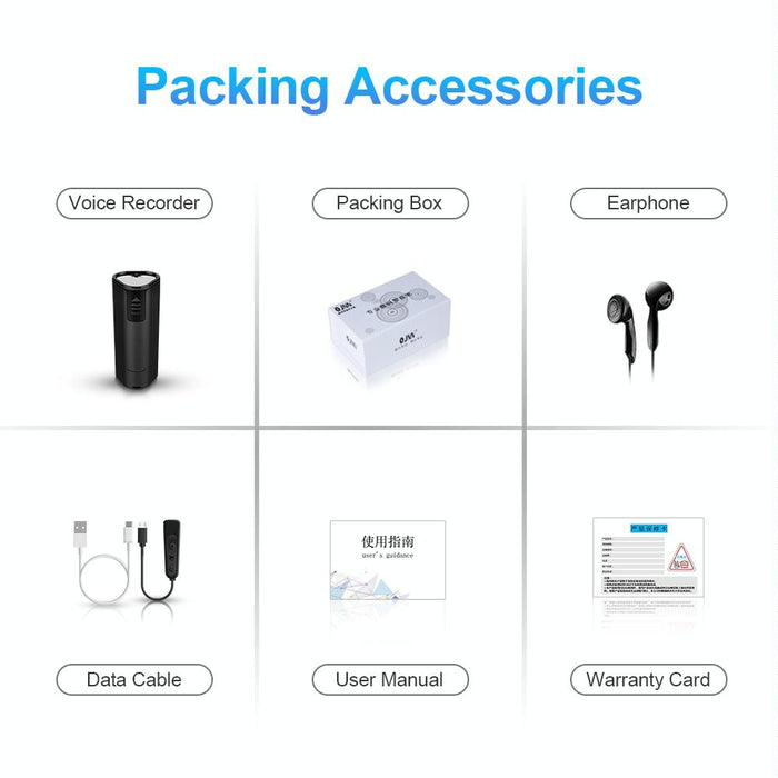 Intelligent Hd Noise Reduction Remote Voice Control Recorder Capacity 8Gb Black