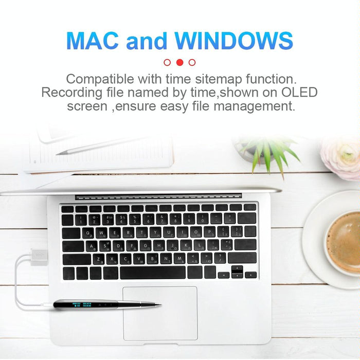 Ai Intelligent High-Definition Noise Reduction Conference Recording Pen Voice Control Recorder Capacity 4Gb Black