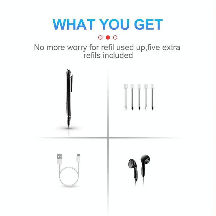 Ai Intelligent High-Definition Noise Reduction Conference Recording Pen Voice Control Recorder Capacity 4Gb Black