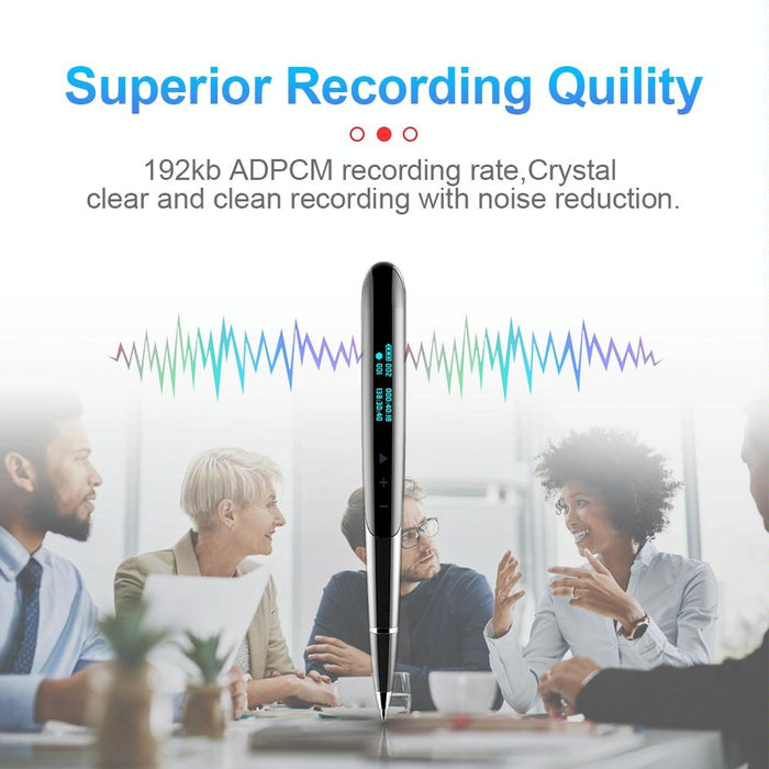 Ai Intelligent High-Definition Noise Reduction Conference Recording Pen Voice Control Recorder Capacity 8Gb Black