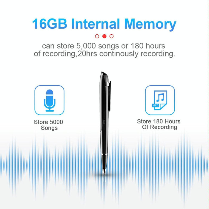 Ai Intelligent High-Definition Noise Reduction Conference Recording Pen Voice Control Recorder Capacity 8Gb Black