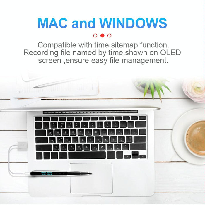 Ai Intelligent High-Definition Noise Reduction Conference Recording Pen Voice Control Recorder Capacity 16Gb Black