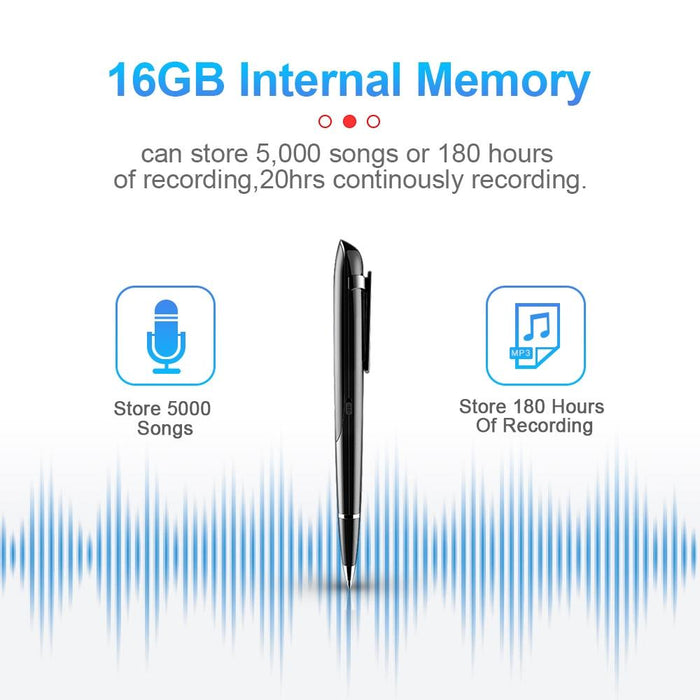 Ai Intelligent High-Definition Noise Reduction Conference Recording Pen Voice Control Recorder Capacity 32Gb Black