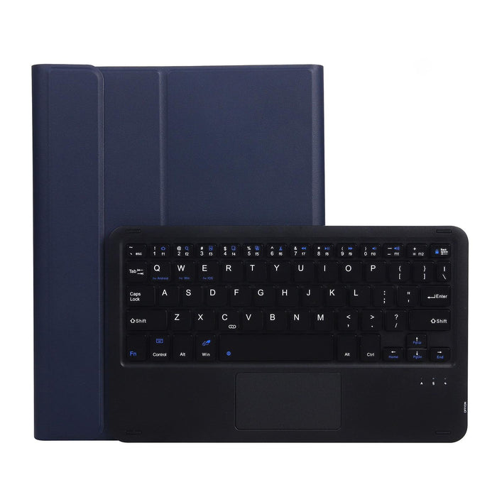 A07B-A Lambskin Texture Square Keycap Bluetooth Keyboard Leather Case With Touch Control For Ipad 9.7 2018 & 2017 / Pro 9.7 Inch / Air 2