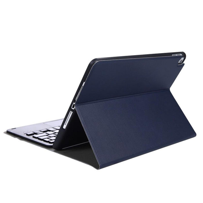 A07B-A Lambskin Texture Square Keycap Bluetooth Keyboard Leather Case With Touch Control For Ipad 9.7 2018 & 2017 / Pro 9.7 Inch / Air 2