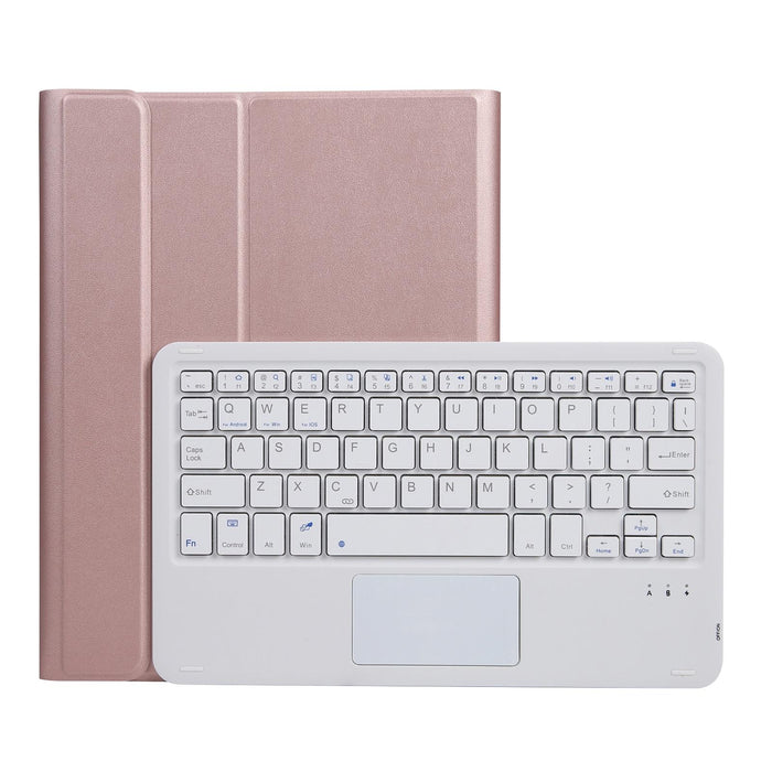 A07B-A Lambskin Texture Square Keycap Bluetooth Keyboard Leather Case With Touch Control For Ipad 9.7 2018 & 2017 / Pro 9.7 Inch / Air 2