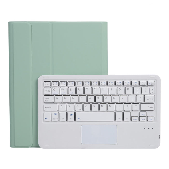 A07B-A Lambskin Texture Square Keycap Bluetooth Keyboard Leather Case With Touch Control For Ipad 9.7 2018 & 2017 / Pro 9.7 Inch / Air 2