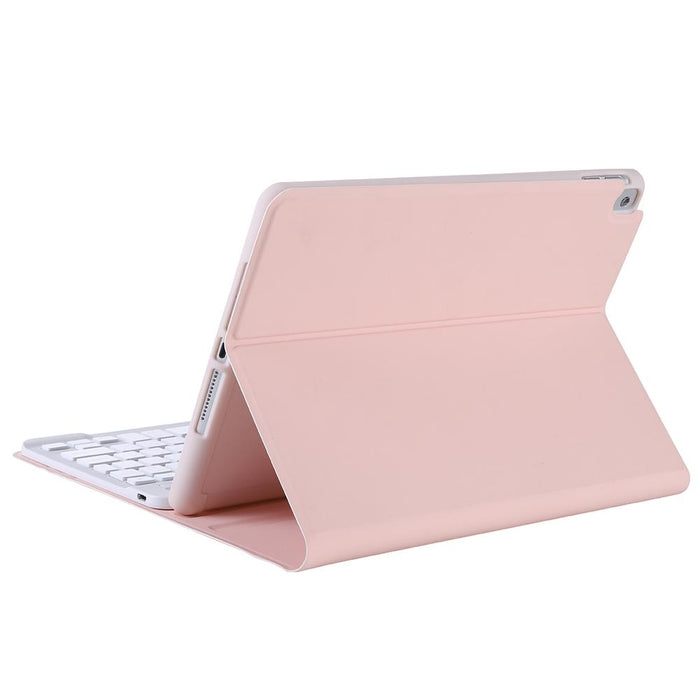 A07B-A Lambskin Texture Square Keycap Bluetooth Keyboard Leather Case With Touch Control For Ipad 9.7 2018 & 2017 / Pro 9.7 Inch / Air 2