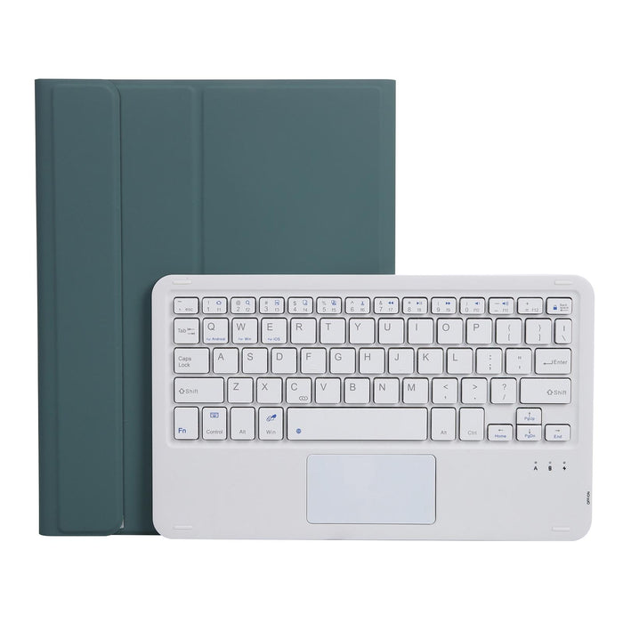 A07B-A Lambskin Texture Square Keycap Bluetooth Keyboard Leather Case With Touch Control For Ipad 9.7 2018 & 2017 / Pro 9.7 Inch / Air 2