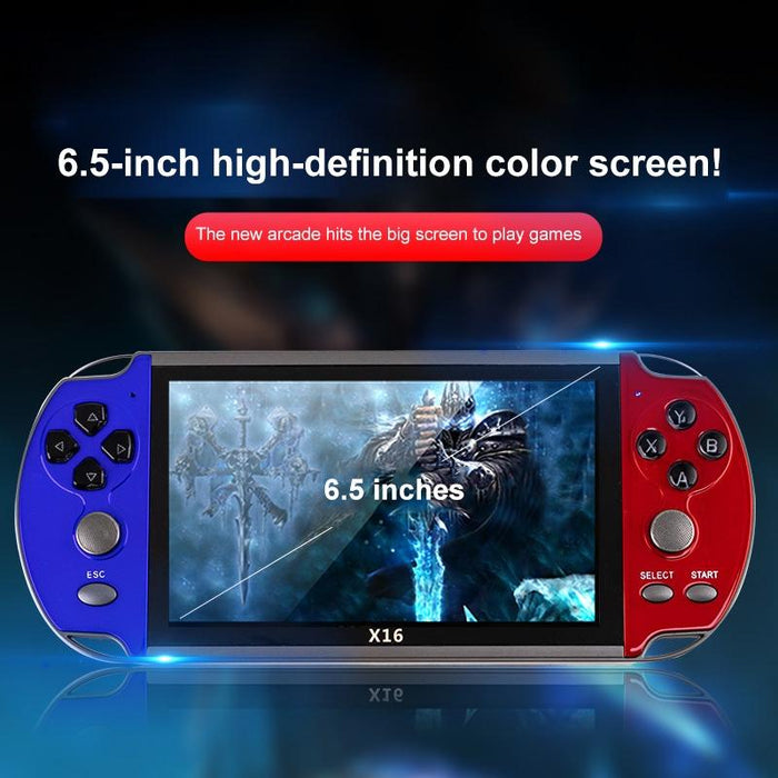 X16 6.5 Inch Screen Classic Handheld Game Console With 8Gb Memory Blue & Red