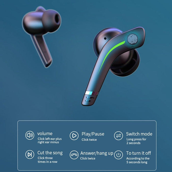 Md168 Tws Wireless Gaming Bluetooth Earphone Black