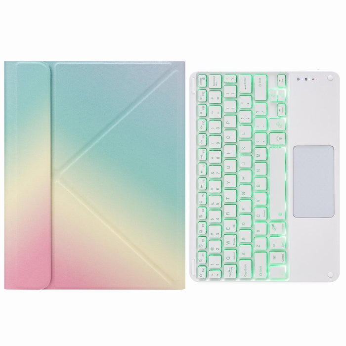 Touch Backlight Bluetooth Keyboard Leather Case With Rear Three-Fold Holder For Ipad 10.2 2020 & 2019 / Pro 10.5 Inch