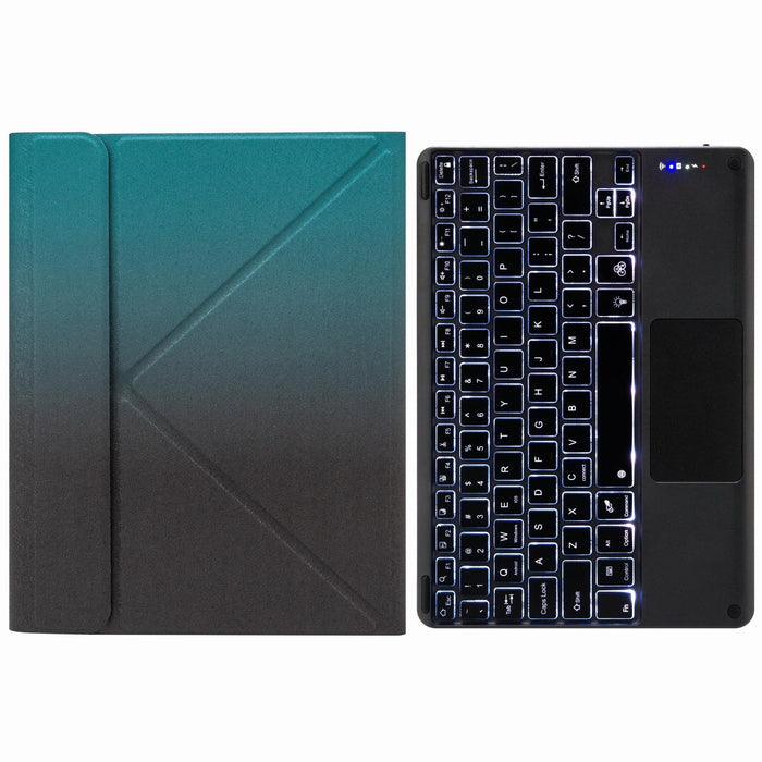 Touch Backlight Bluetooth Keyboard Leather Case With Rear Three-Fold Holder For Ipad 10.2 2020 & 2019 / Pro 10.5 Inch