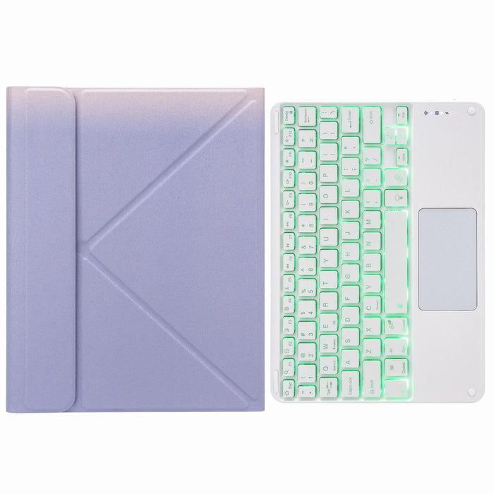 Touch Backlight Bluetooth Keyboard Leather Case With Rear Three-Fold Holder For Ipad 10.2 2020 & 2019 / Pro 10.5 Inch