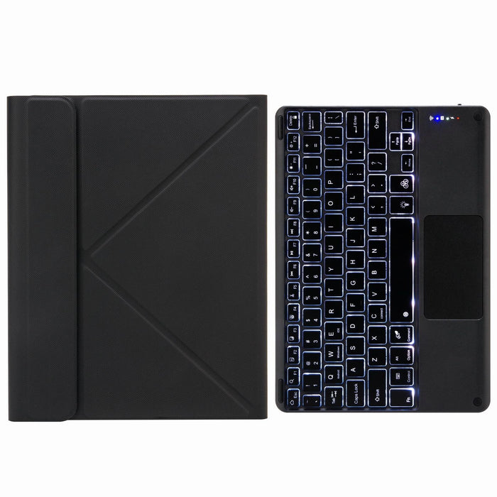 Touch Backlight Bluetooth Keyboard Leather Case With Rear Three-Fold Holder For Ipad 10.2 2020 & 2019 / Pro 10.5 Inch