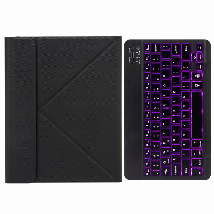 Monochrome Backlight Bluetooth Keyboard Leather Case With Rear Three-Fold Holder For Ipad 10.2 2020 & 2019 / Pro 10.5 Inch