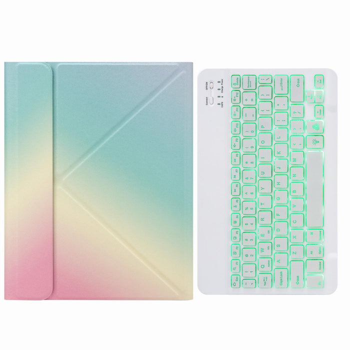 Monochrome Backlight Bluetooth Keyboard Leather Case With Rear Three-Fold Holder For Ipad Pro 11 Inch 2021 & 2020 & 2018 / Air 2020 10.9