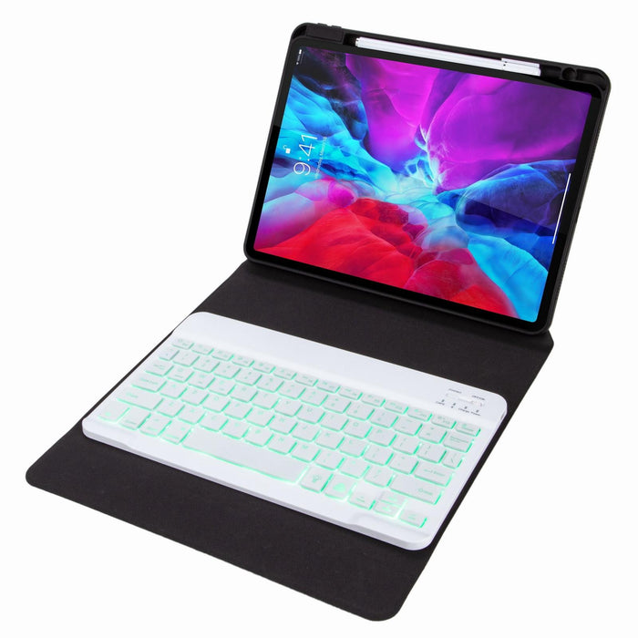 Monochrome Backlight Bluetooth Keyboard Leather Case With Rear Three-Fold Holder For Ipad Pro 11 Inch 2021 & 2020 & 2018 / Air 2020 10.9