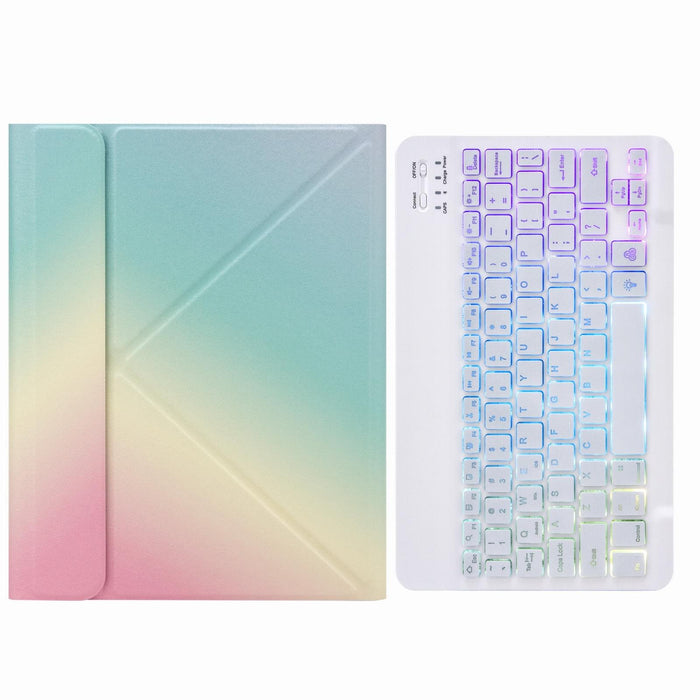 Tri-Colour Backlight Bluetooth Keyboard Leather Case With Rear Three-Fold Holder For Ipad 10.2 2020 & 2019 / Pro 10.5 Inch