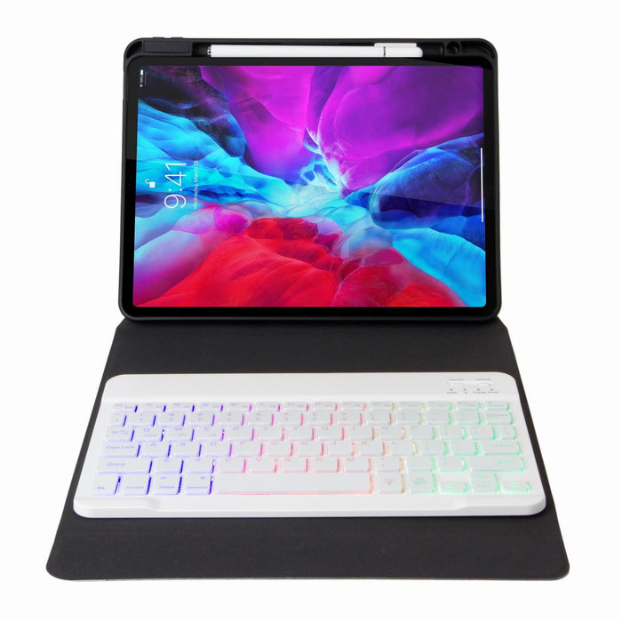 Tri-Colour Backlight Bluetooth Keyboard Leather Case With Rear Three-Fold Holder For Ipad 10.2 2020 & 2019 / Pro 10.5 Inch