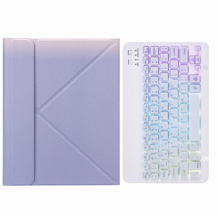 Tri-Colour Backlight Bluetooth Keyboard Leather Case With Rear Three-Fold Holder For Ipad 10.2 2020 & 2019 / Pro 10.5 Inch