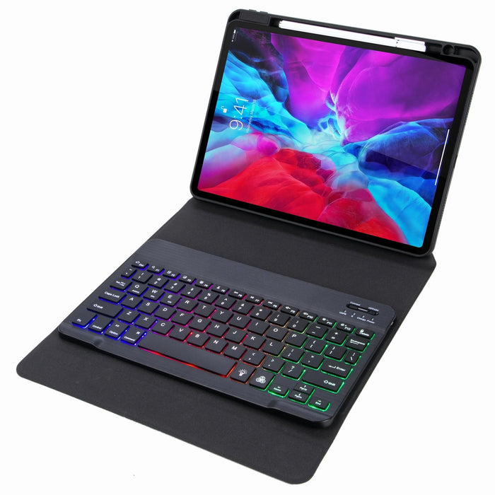 Tri-Colour Backlight Bluetooth Keyboard Leather Case With Rear Three-Fold Holder For Ipad 10.2 2020 & 2019 / Pro 10.5 Inch