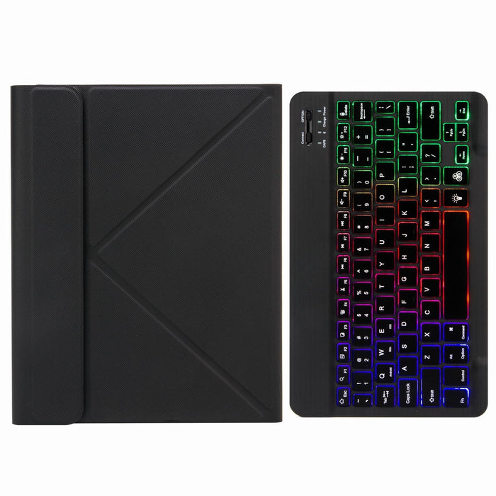 Tri-Colour Backlight Bluetooth Keyboard Leather Case With Rear Three-Fold Holder For Ipad 10.2 2020 & 2019 / Pro 10.5 Inch