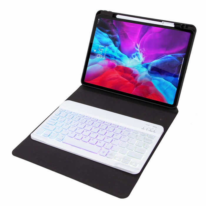 Tri-Colour Backlight Bluetooth Keyboard Leather Case With Rear Three-Fold Holder For Ipad 10.2 2020 & 2019 / Pro 10.5 Inch