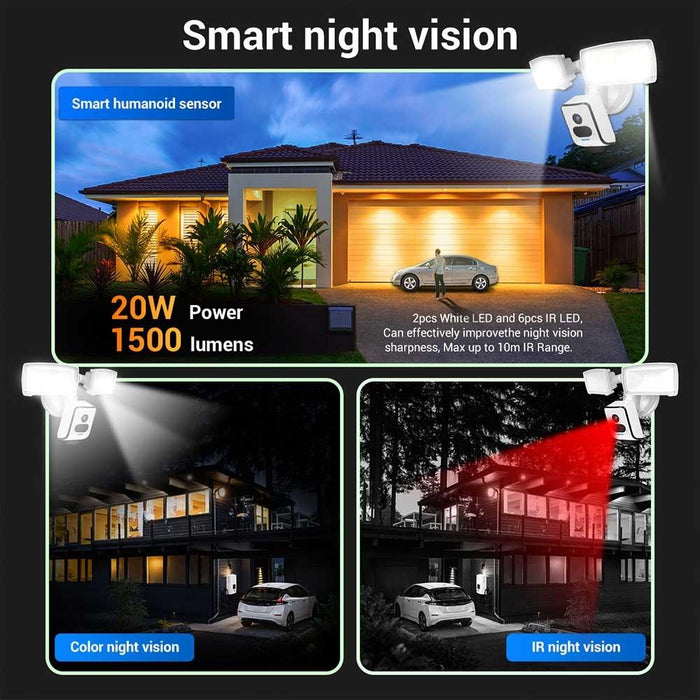 3Mp Wifi Ip Camera & Floodlight Support Night Vision / Pir Detection