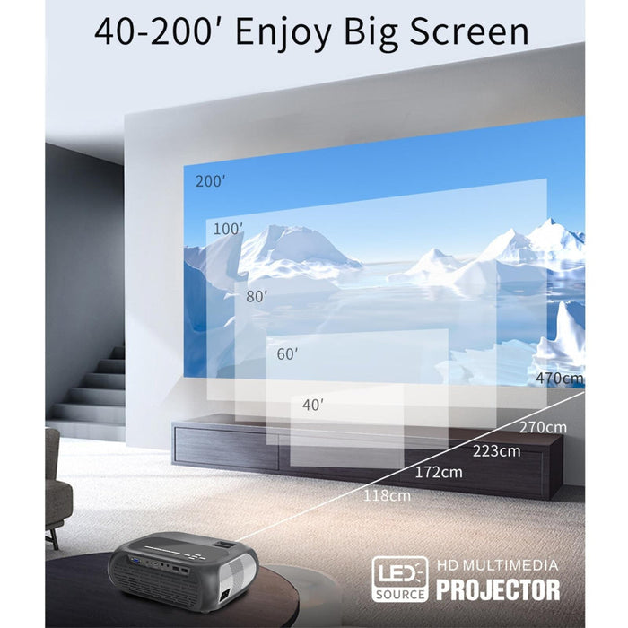 T7I 720P 200 Ansi Lumens Home Theater Led Hd Digital Projector Basic Version Silver Grey