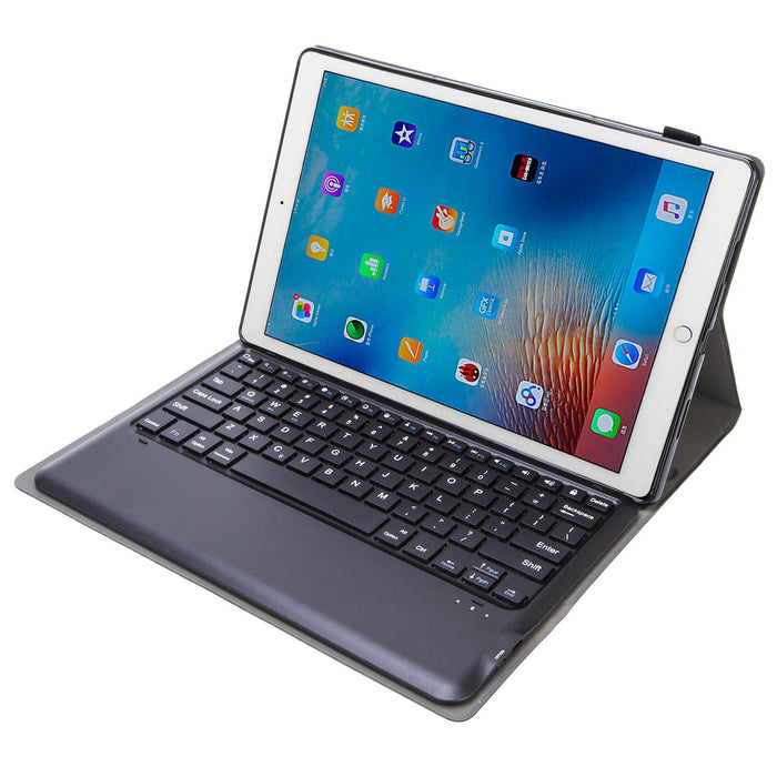 Tpu Detachable Bluetooth Keyboard Leather Case With Bracket For Ipad Pro 12.9 Inch 2015 / 2017 Black