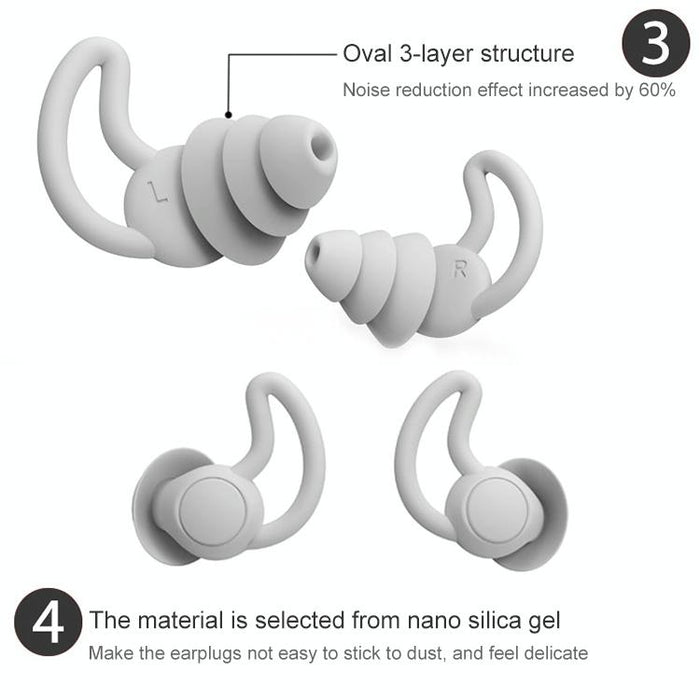 A1 Shark Fin Version Nano Silicone Sleeping Noise Reduction Earplugs - Two Layer