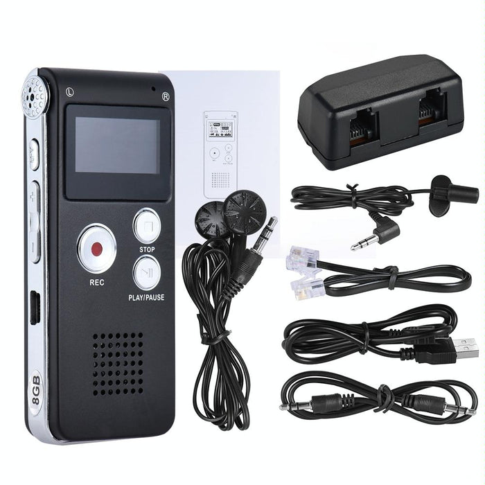 Usb Dictaphone Digital Audio Voice Recorder With Wav Mp3 Player Var Function Black