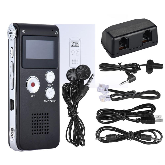 Usb Dictaphone Digital Audio Voice Recorder With Wav Mp3 Player Var Function Black