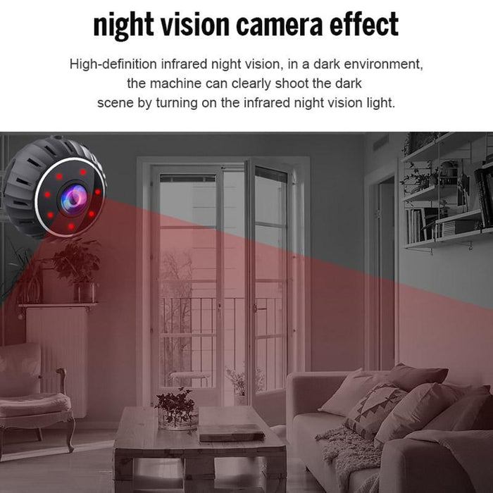 Infrared Night Vision Mini Wifi Camera With Base Black